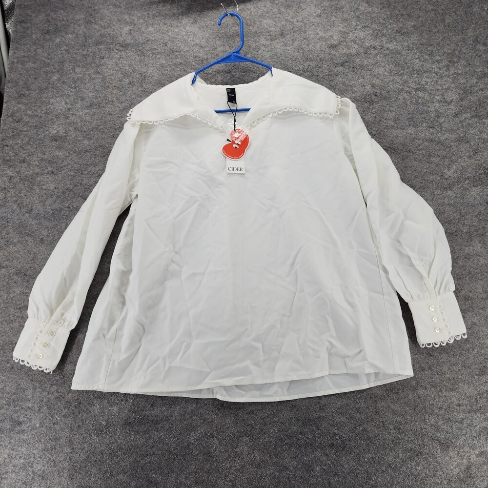 CIDER Shirt Womens XS Long Sleeve White